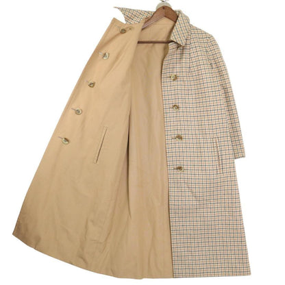 Aquascutum Reversible Trench Coat Club Check Asian fit L US size M Beige Auth