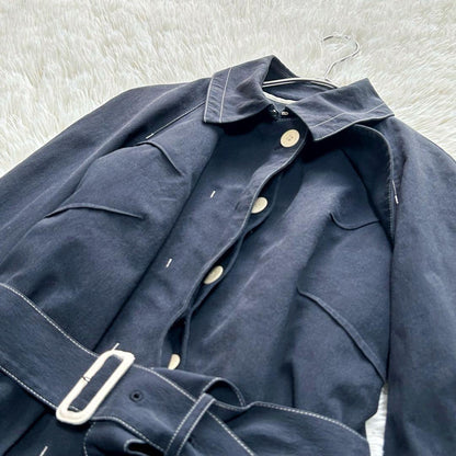 Aquascutum Trench Coat Asian fit L US size M Black Authentic