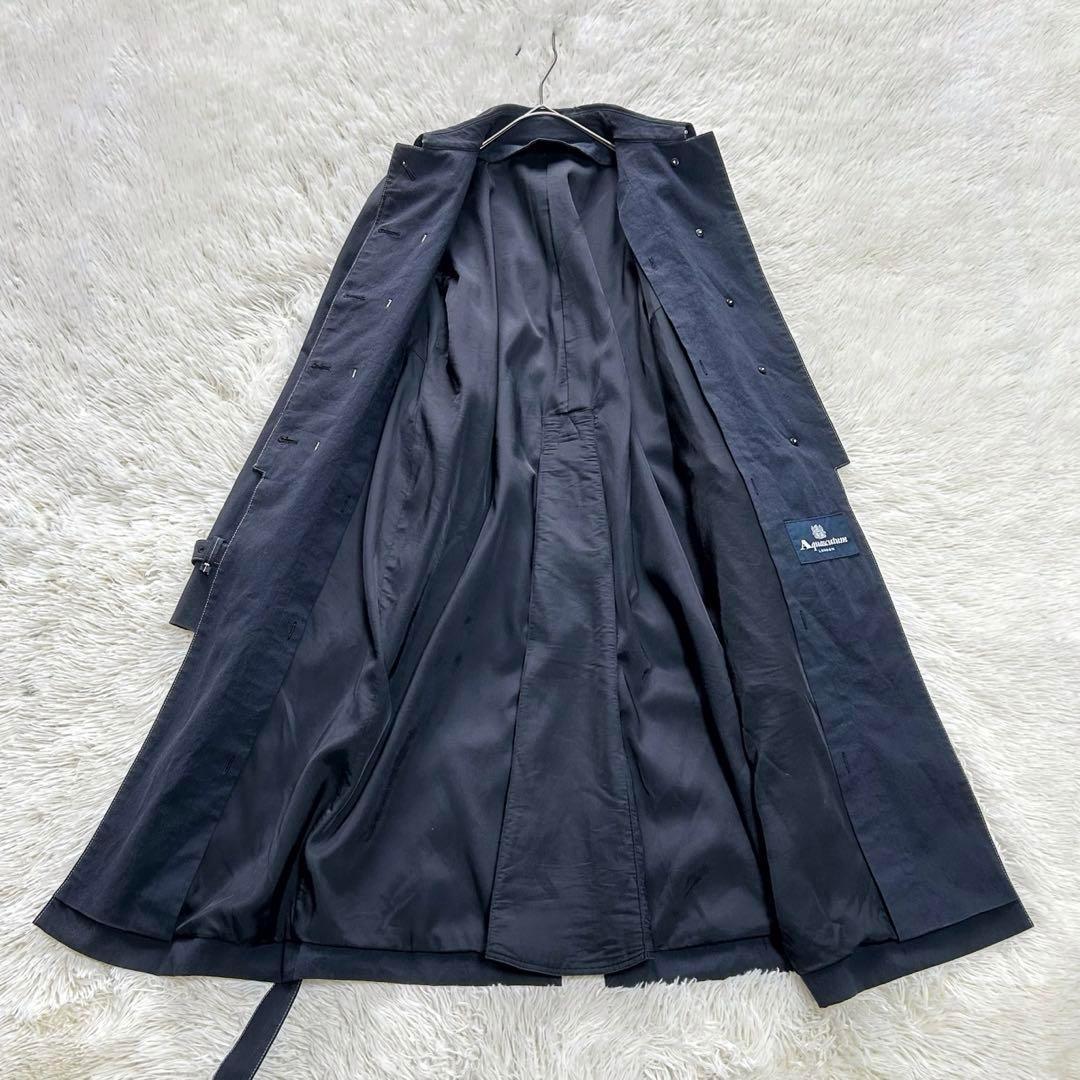 Aquascutum Trench Coat Asian fit L US size M Black Authentic