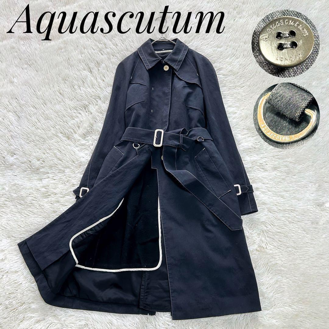 Aquascutum Trench Coat Asian fit L US size M Black Authentic