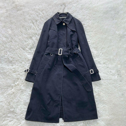 Aquascutum Trench Coat Asian fit L US size M Black Authentic