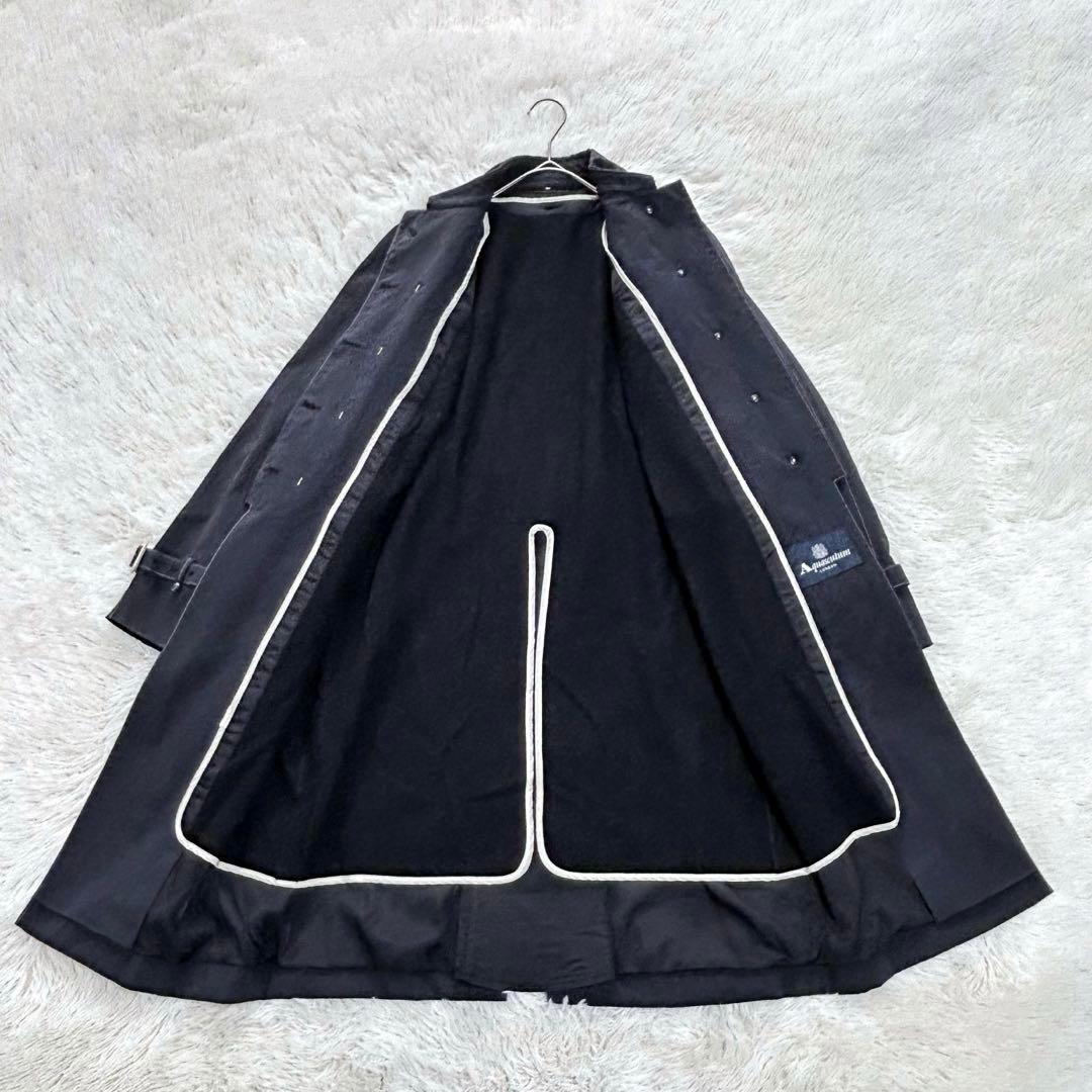 Aquascutum Trench Coat Asian fit L US size M Black Authentic