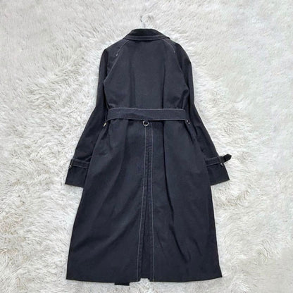 Aquascutum Trench Coat Asian fit L US size M Black Authentic