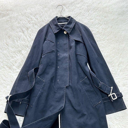 Aquascutum Trench Coat Asian fit L US size M Black Authentic