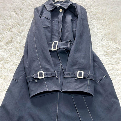 Aquascutum Trench Coat Asian fit L US size M Black Authentic
