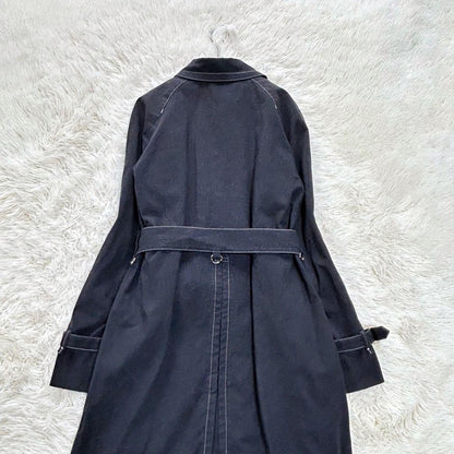 Aquascutum Trench Coat Asian fit L US size M Black Authentic