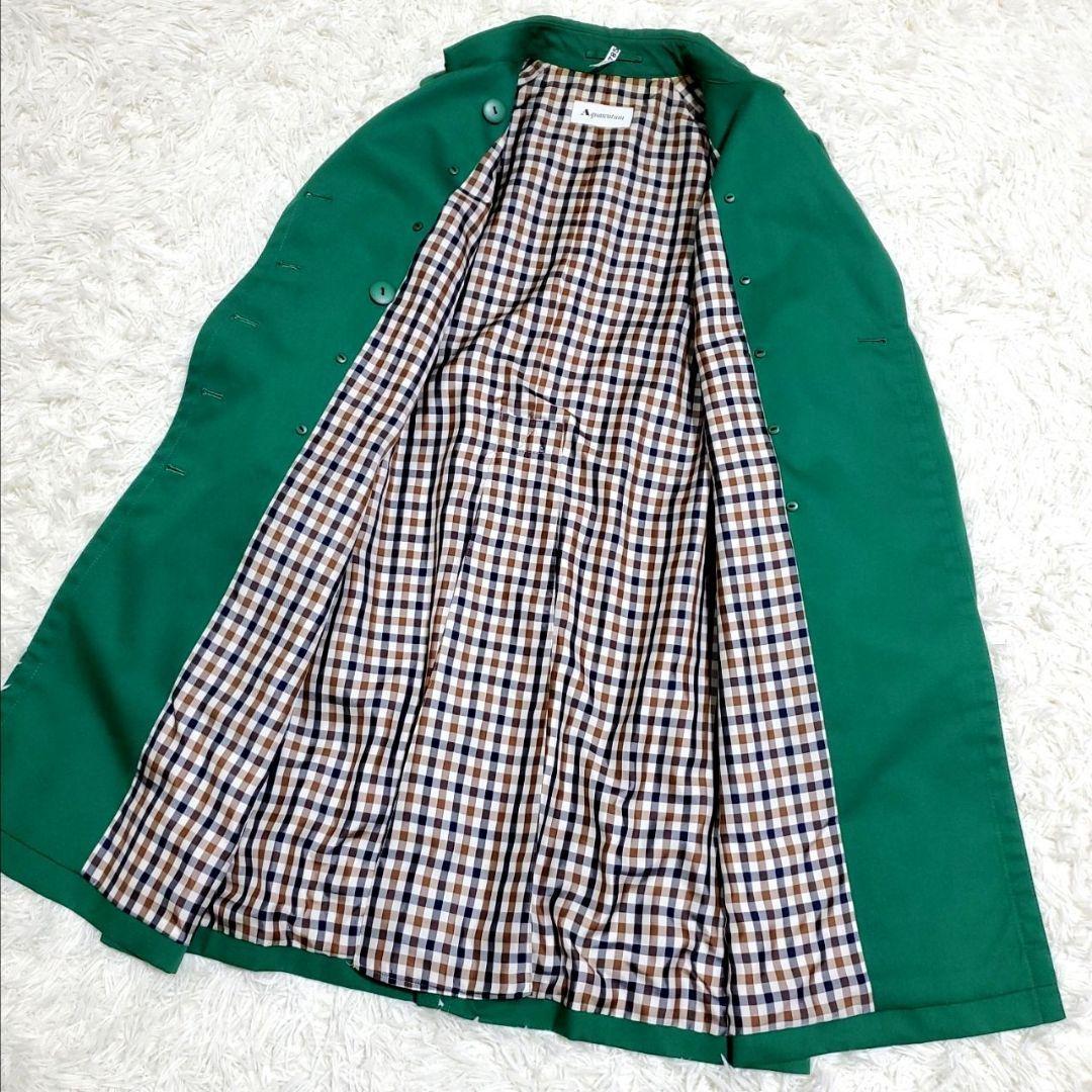 Aquascutum Trench Coat Club Check Asian fit M US size S Green Authentic