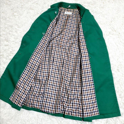 Aquascutum Trench Coat Club Check Asian fit M US size S Green Authentic