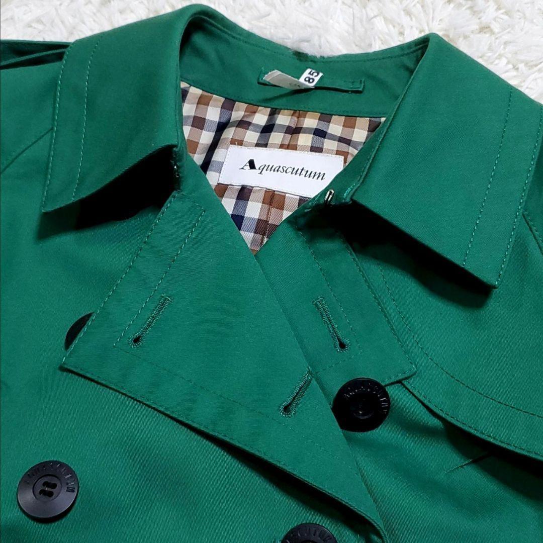 Aquascutum Trench Coat Club Check Asian fit M US size S Green Authentic