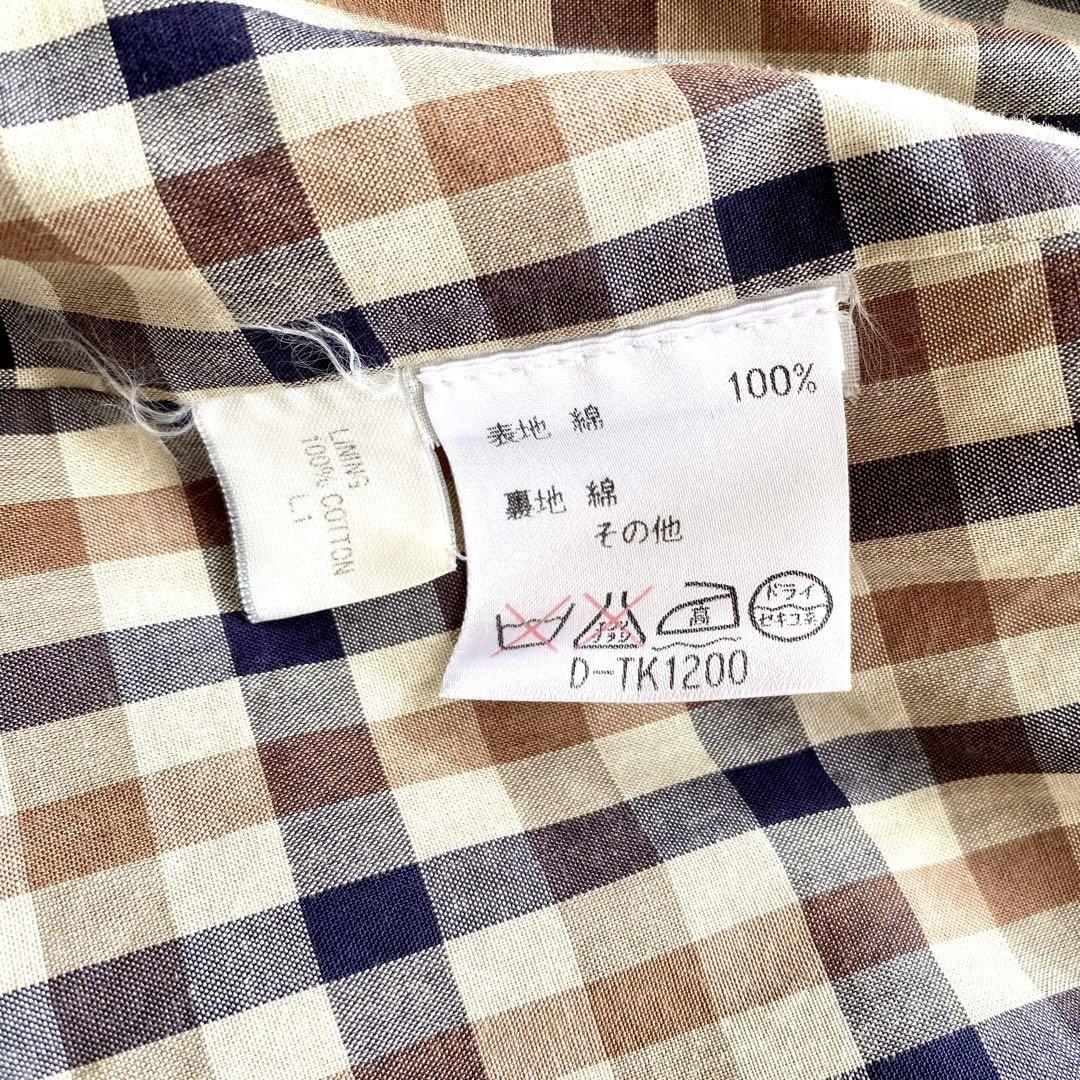 Aquascutum Trench Coat Club Check Asian fit XL US size L Beige Authentic