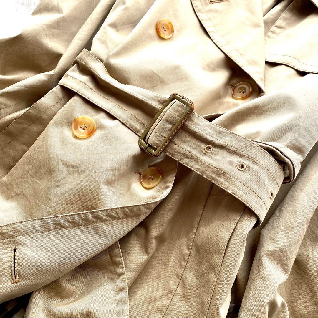 Aquascutum Trench Coat Club Check Asian fit XL US size L Beige Authentic