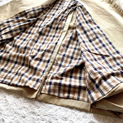 Aquascutum Trench Coat Club Check Asian fit XL US size L Beige Authentic