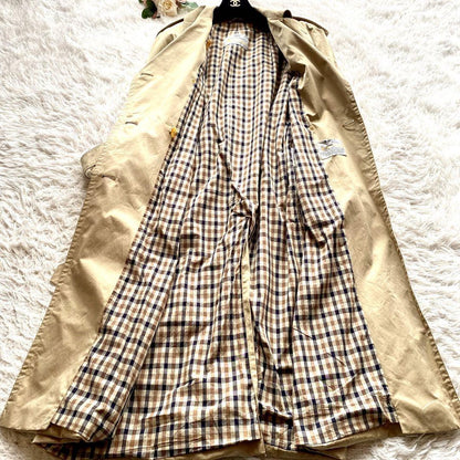 Aquascutum Trench Coat Club Check Asian fit XL US size L Beige Authentic