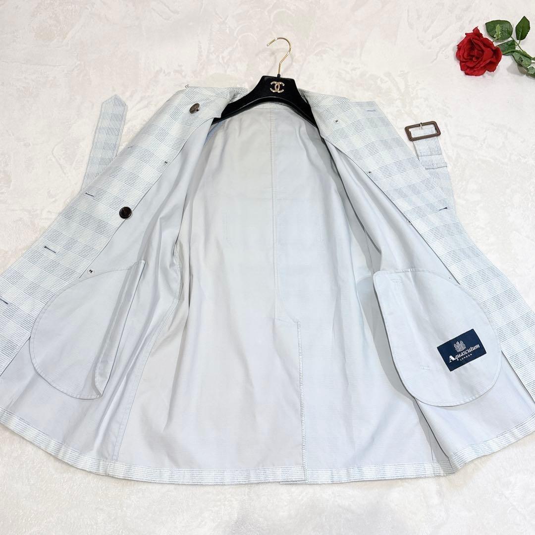 Aquascutum London Trench Coat Asian fit L US size M Light Blue Auth