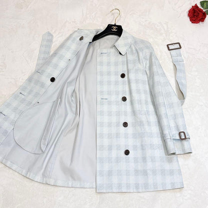 Aquascutum London Trench Coat Asian fit L US size M Light Blue Auth