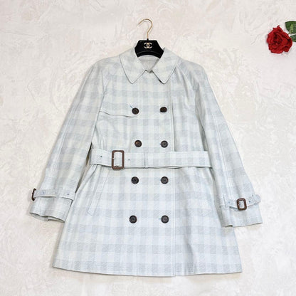 Aquascutum London Trench Coat Asian fit L US size M Light Blue Auth