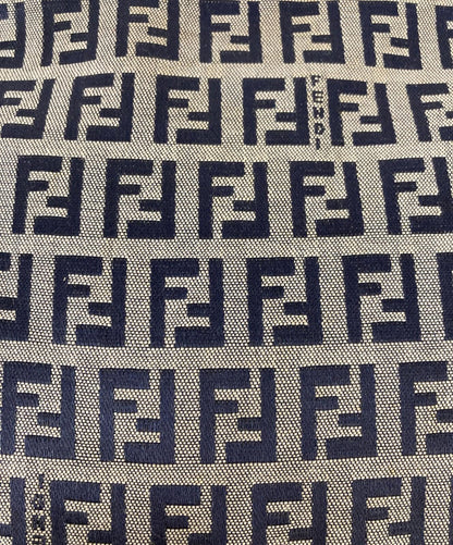 FENDI Hand Bag Tote Purse FF Zucchino White Navy Authentic