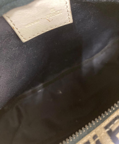 FENDI Hand Bag Tote Purse FF Zucchino White Navy Authentic