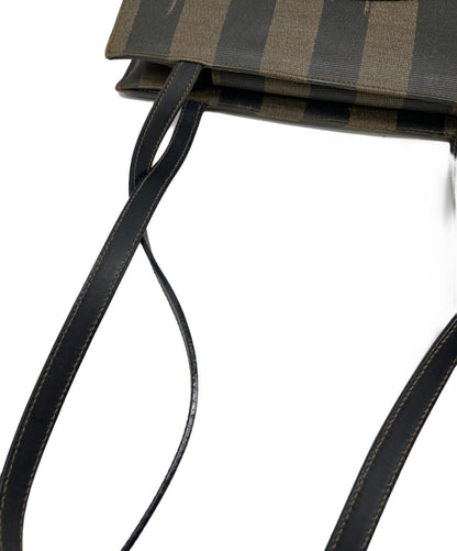 FENDI Hand Bag Tote Purse FF Pecan Brown Black Authentic