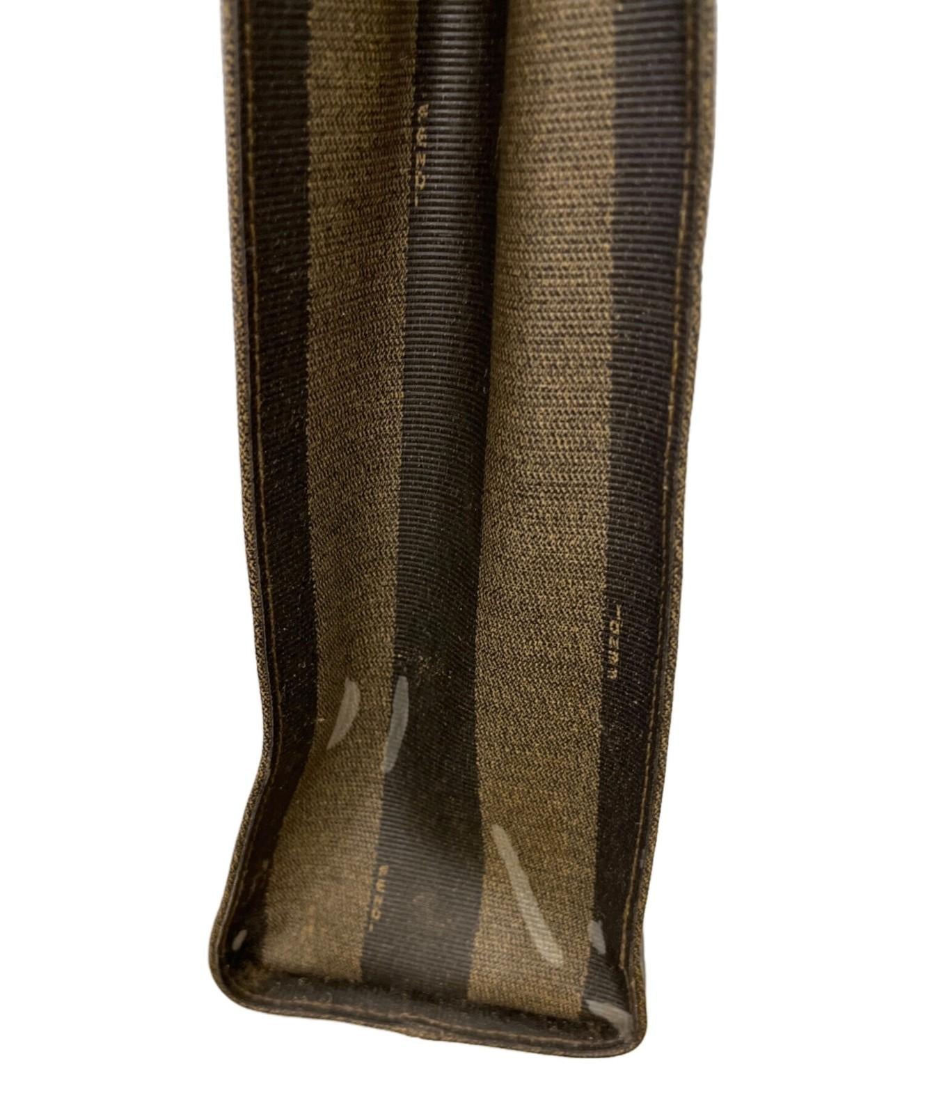 FENDI Hand Bag Tote Purse FF Pecan Brown Black Authentic