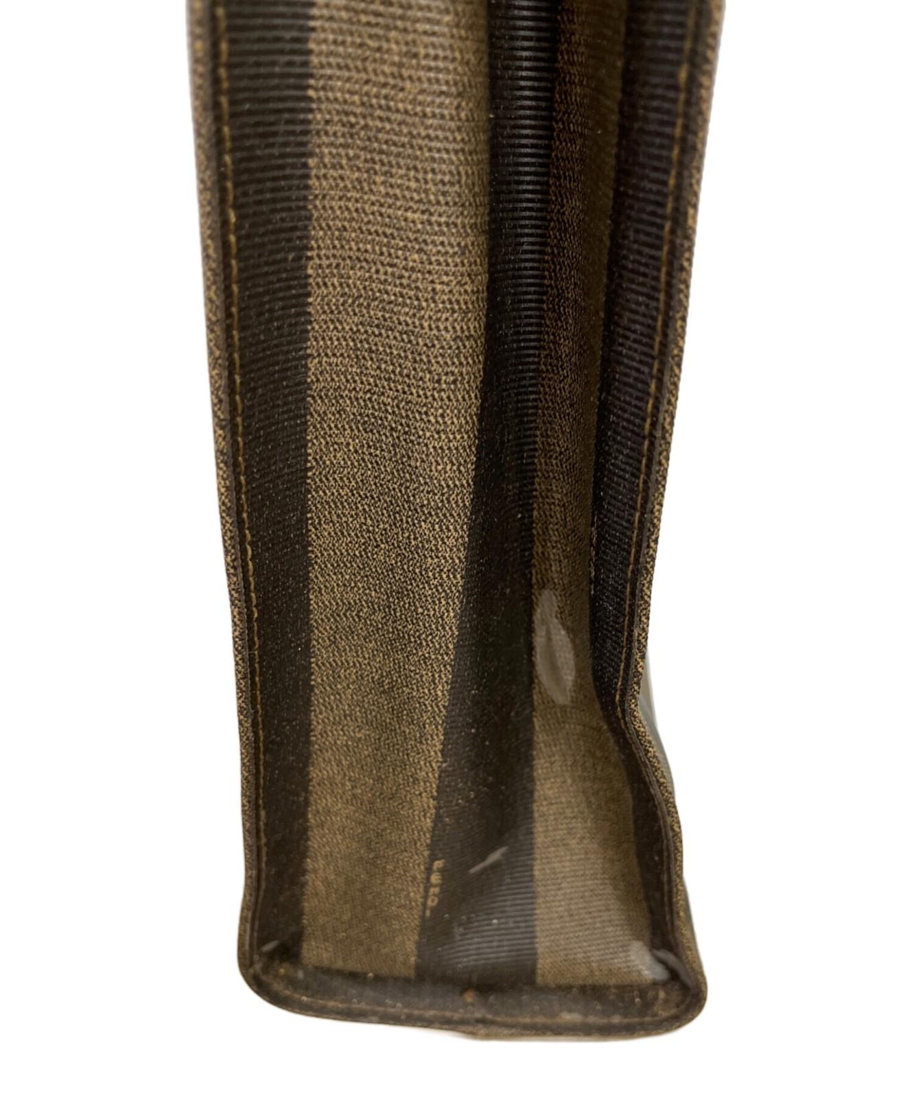 FENDI Hand Bag Tote Purse FF Pecan Brown Black Authentic