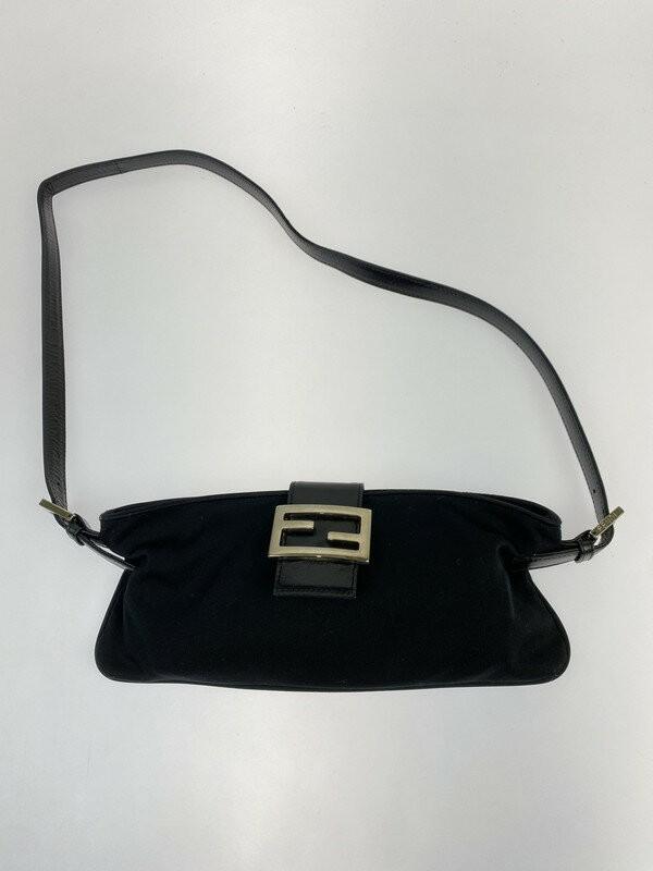 FENDI Shoulder Bag Purse Body Bag Waist Pouch FF Nylon Leather Black Authentic