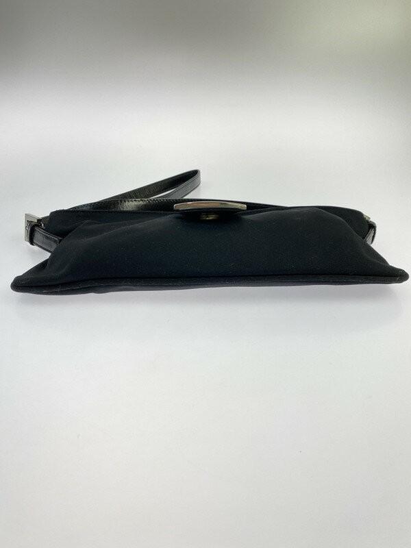 FENDI Shoulder Bag Purse Body Bag Waist Pouch FF Nylon Leather Black Authentic