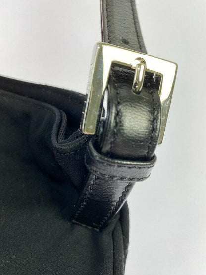 FENDI Shoulder Bag Purse Body Bag Waist Pouch FF Nylon Leather Black Authentic