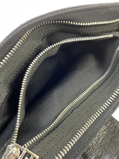 FENDI Shoulder Bag Purse Body Bag Waist Pouch FF Nylon Leather Black Authentic