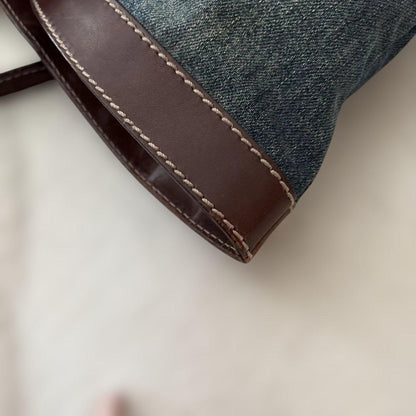 FENDI Hand Bag Tote Purse Denim Belt Authentic