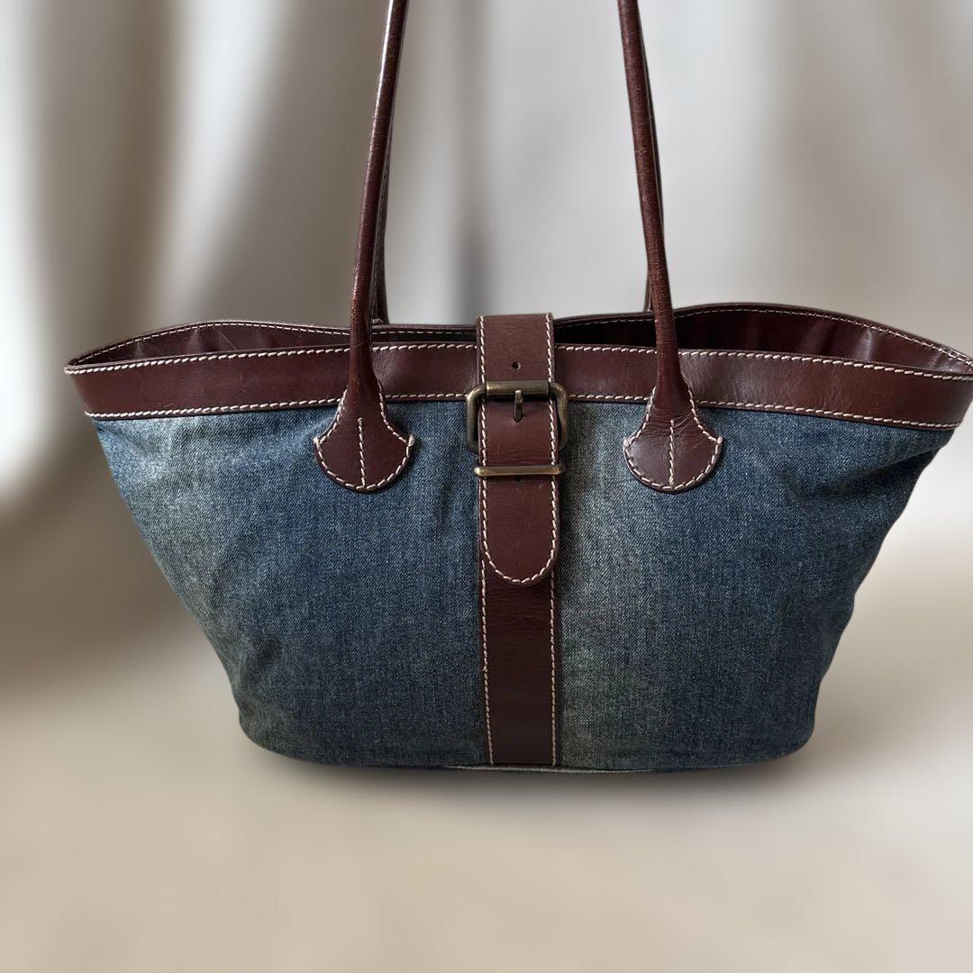 FENDI Hand Bag Tote Purse Denim Belt Authentic