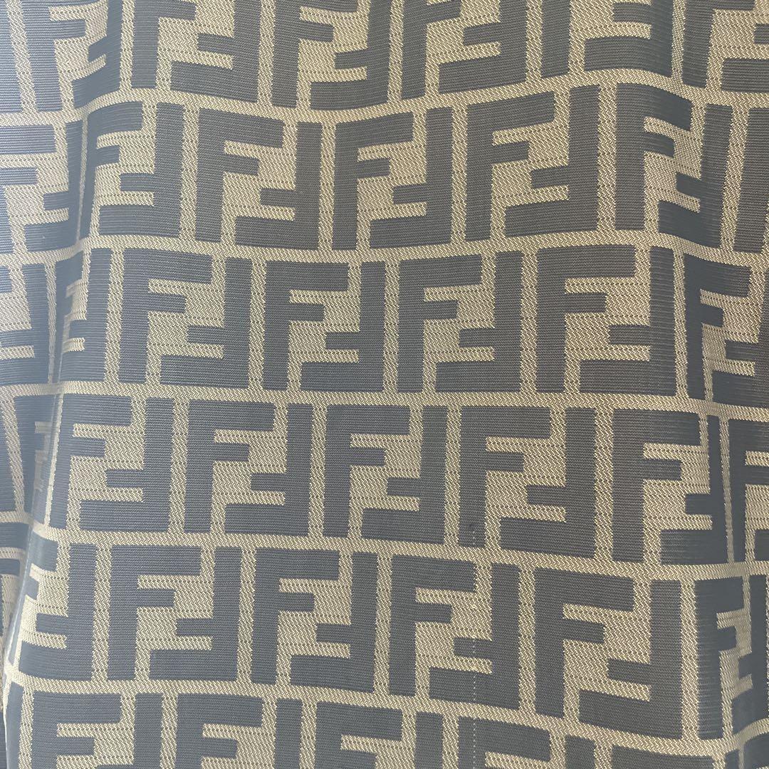 FENDI Hand Bag Tote Purse FF Zucca Nylon Leather Brown Authentic