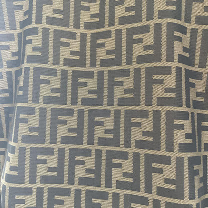 FENDI Hand Bag Tote Purse FF Zucca Nylon Leather Brown Authentic