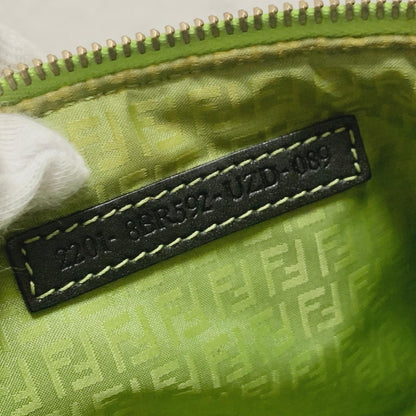 FENDI Bag FF Zucca PVC Chain Hand Tote Purse Leather Brown Green Gold Authentic