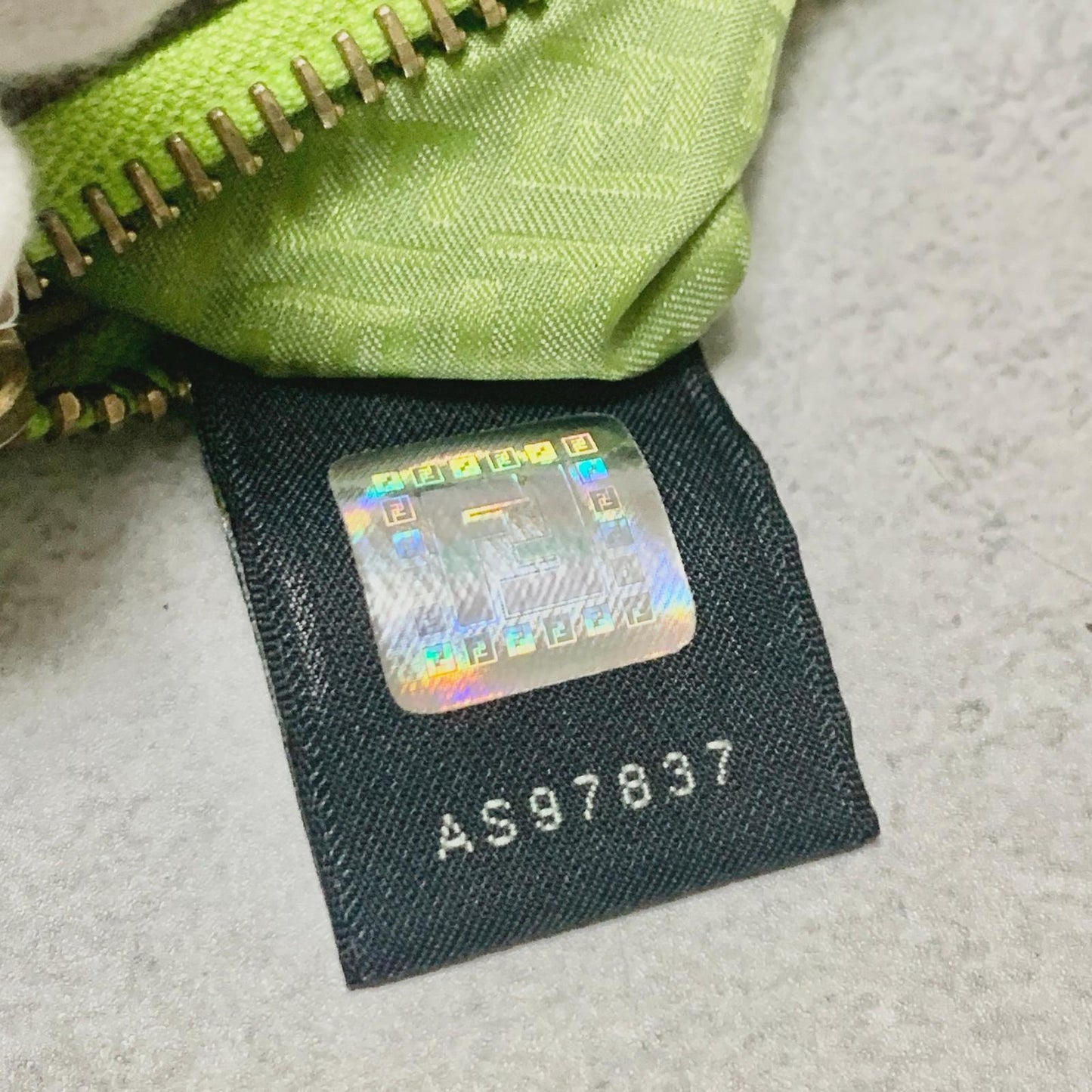 FENDI Bag FF Zucca PVC Chain Hand Tote Purse Leather Brown Green Gold Authentic