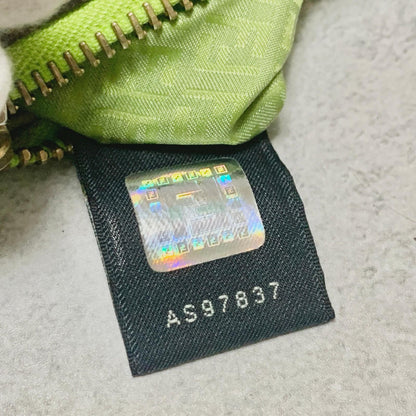 FENDI Bag FF Zucca PVC Chain Hand Tote Purse Leather Brown Green Gold Authentic