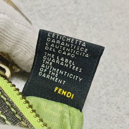 FENDI Bag FF Zucca PVC Chain Hand Tote Purse Leather Brown Green Gold Authentic