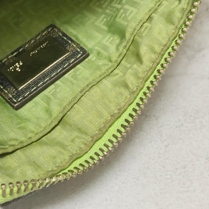 FENDI Bag FF Zucca PVC Chain Hand Tote Purse Leather Brown Green Gold Authentic