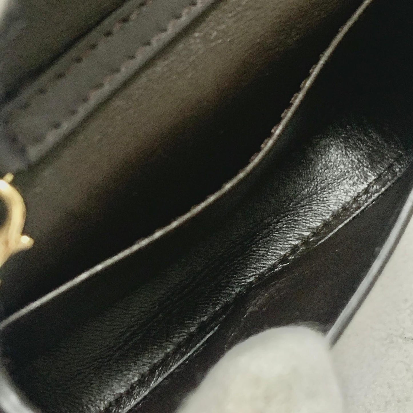 FENDI Nano Baguette Chain Bag Shoulder Pouch Purse FF Beige Gold Usesd Authentic