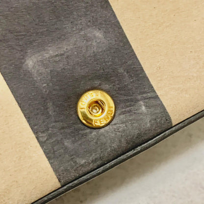 FENDI Nano Baguette Chain Bag Shoulder Pouch Purse FF Beige Gold Usesd Authentic