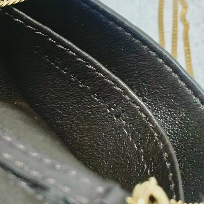 FENDI Nano Baguette Chain Bag Shoulder Pouch Purse FF Beige Gold Usesd Authentic