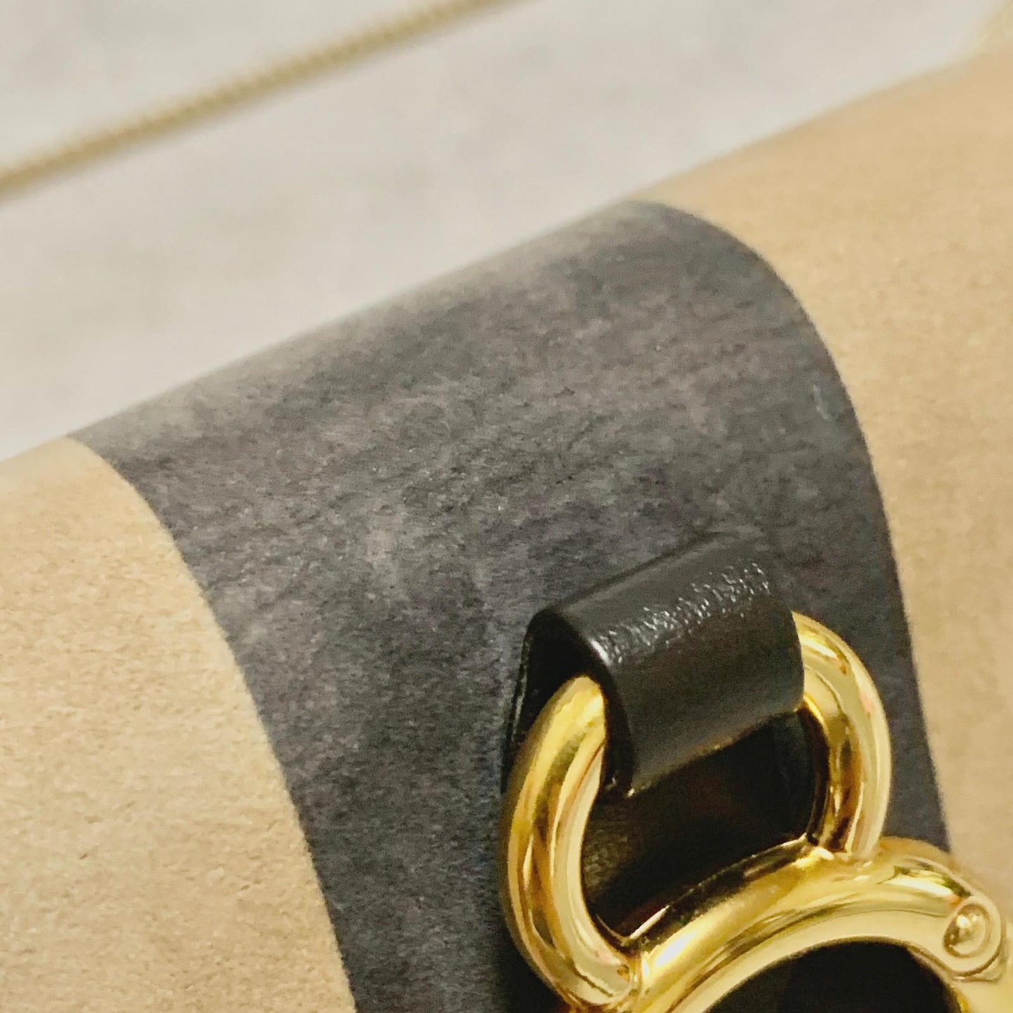 FENDI Nano Baguette Chain Bag Shoulder Pouch Purse FF Beige Gold Usesd Authentic