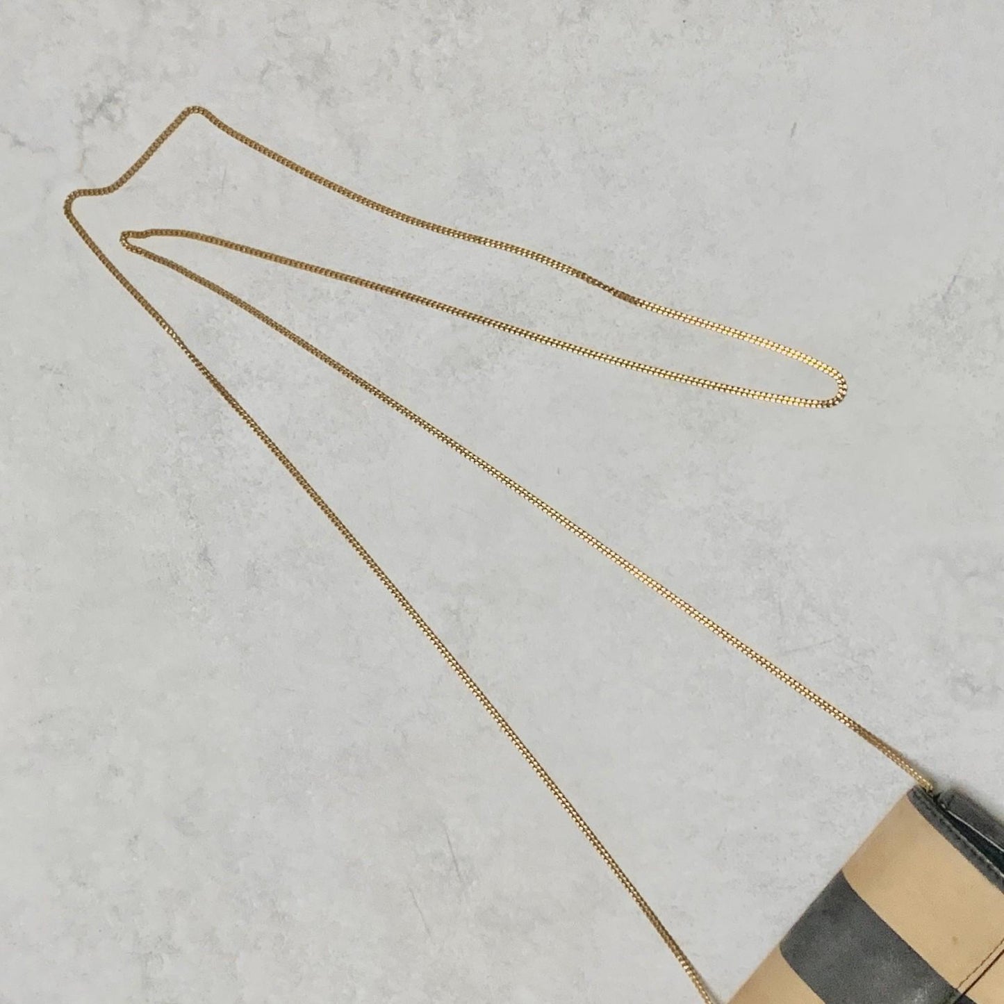 FENDI Nano Baguette Chain Bag Shoulder Pouch Purse FF Beige Gold Usesd Authentic