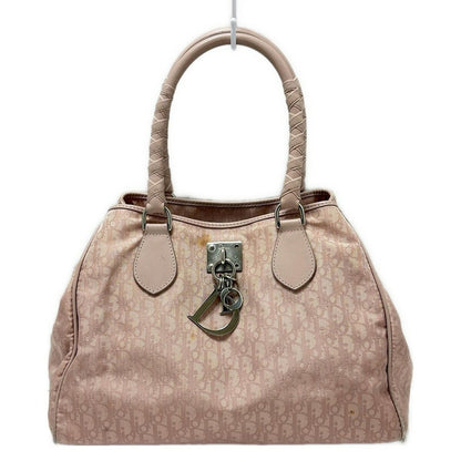Christian Dior Hand Bag Tote Purse Nylon Leather Pink Authentic