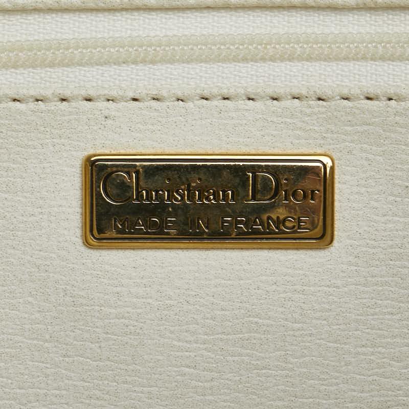 Christian Dior Shoulder Bag Purse Logo Leather White Authentic