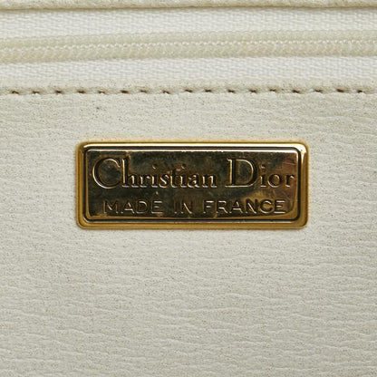 Christian Dior Shoulder Bag Purse Logo Leather White Authentic