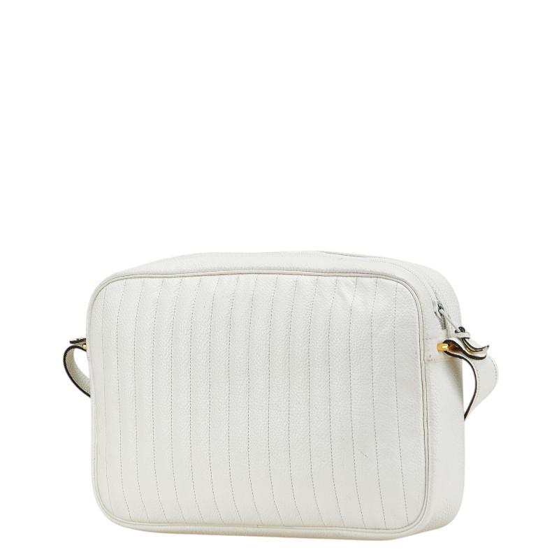 Christian Dior Shoulder Bag Purse Logo Leather White Authentic