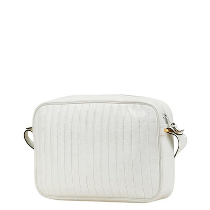 Christian Dior Shoulder Bag Purse Logo Leather White Authentic