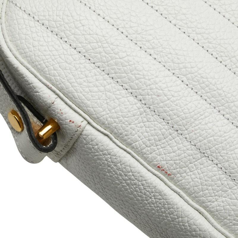 Christian Dior Shoulder Bag Purse Logo Leather White Authentic