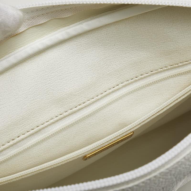 Christian Dior Shoulder Bag Purse Logo Leather White Authentic